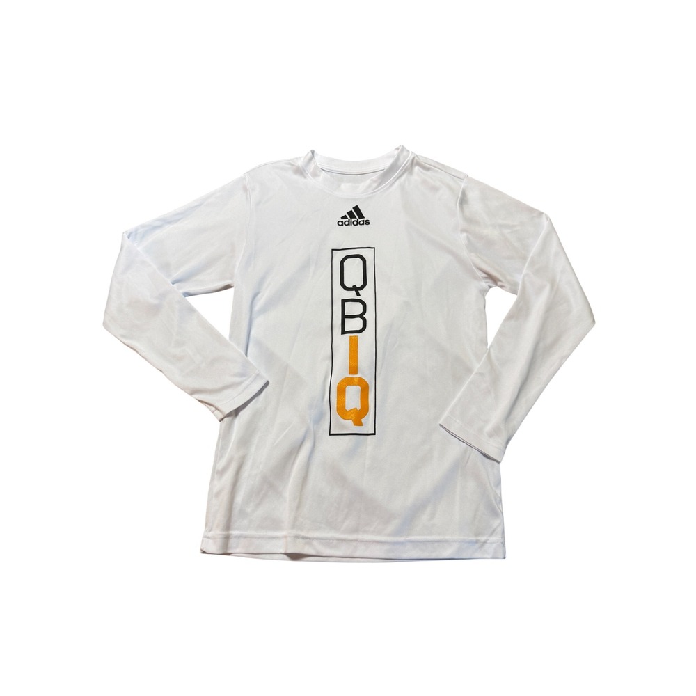 Adidas Size Large Youth White Long Sleeve Shirt QB IQ Unisex Campro Sporty
